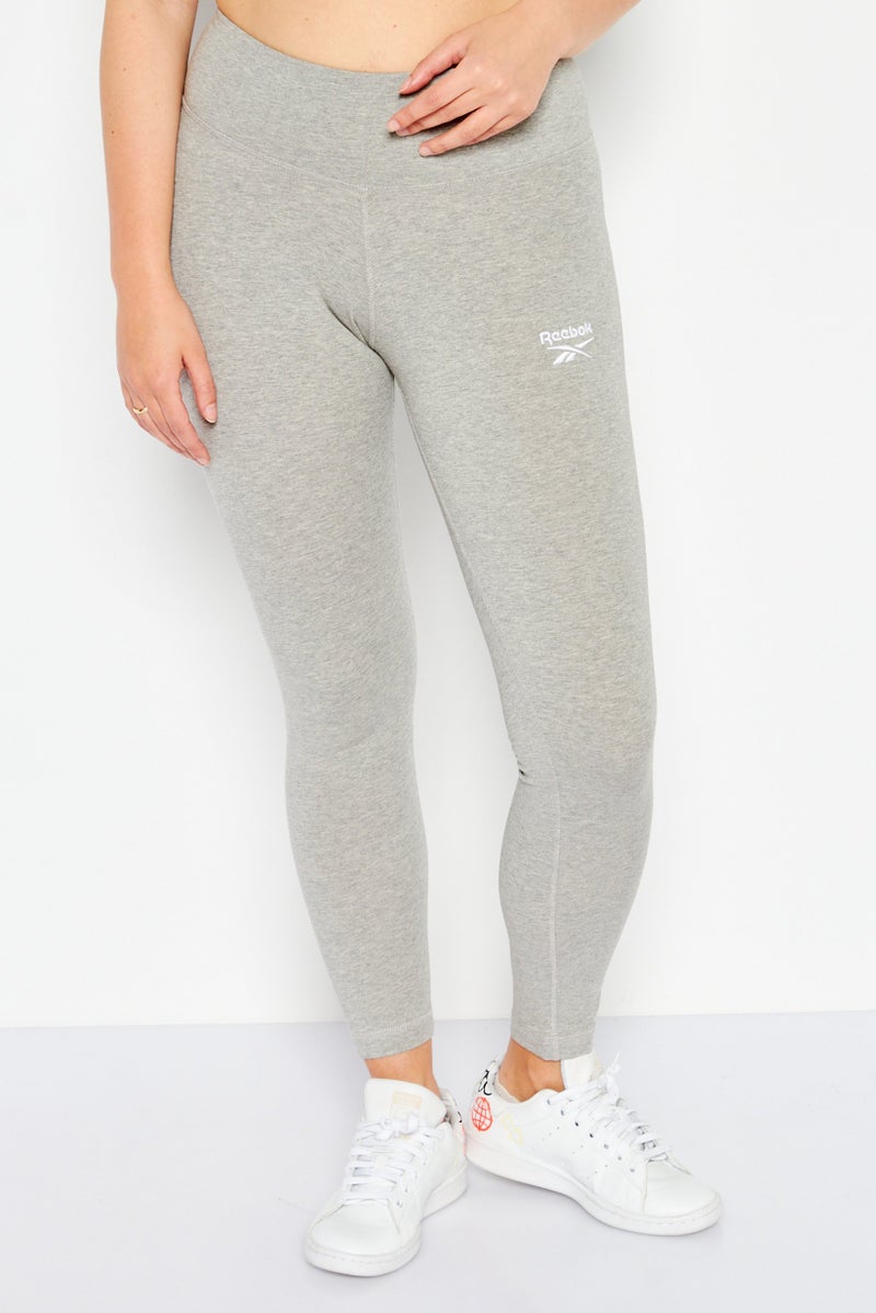 Reebok سروال ليجنغ رياضي نسائي بسيط، رمادي - Image 1